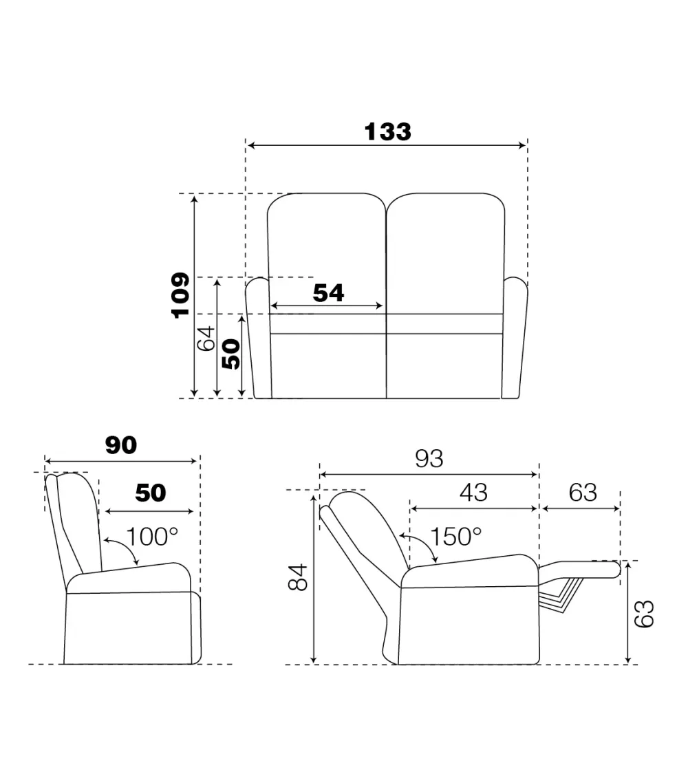 CANAPE ALPES 2 PLACES FIXE OU 1 MOTEUR DOSSIER ACTIF C36 2 CANAPE ALPES 2 PLACES FIXE OU 1 MOTEUR DOSSIER ACTIF C36 – Image 2