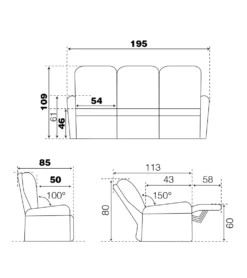 CANAPE BORAL 3 PLACES 1 MOTEUR AUX ASSISES EXTREMITES C36 -Grosfillex Magasin canape boreal 3 places 1 moteur c36 2