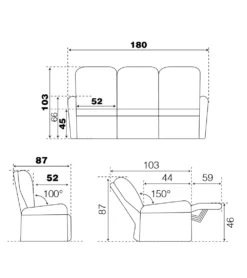 CANAPE SYMBA 3 PLACES ELECTRIQUE + TETIERE CREMAILLERE C36 -Grosfillex Magasin canape symba 3 places 1 moetur par assise tetiere cremaillere c36 4